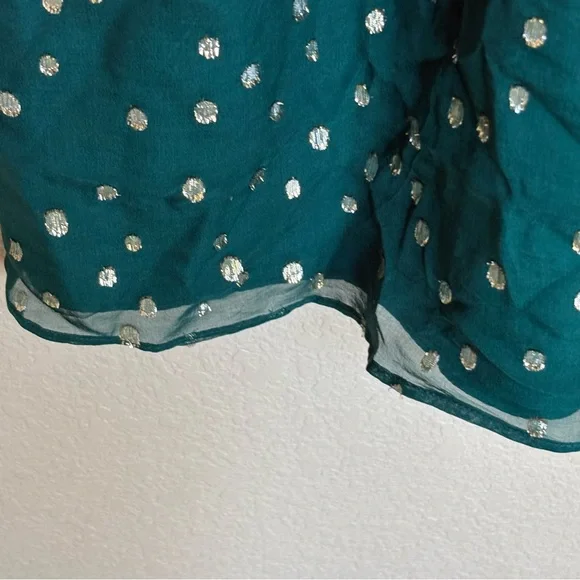 Lilly Pulitzer Cleme Spruce Green Silk Gold Metallic Dot Dress Size 14 - Picture 10 of 11